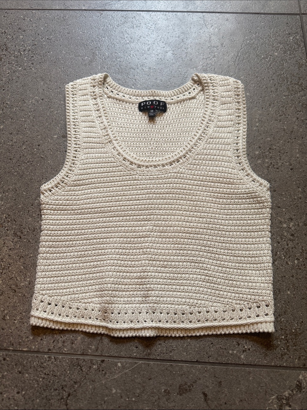 Poof! Cream Crochet Tank Top